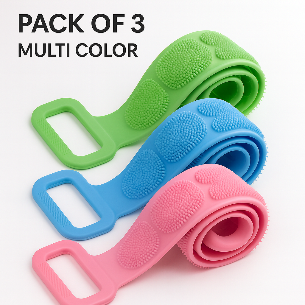 Silicone Back Scrubber Belt for Shower | Soft Exfoliating Body Scrub Brush with Dual Handles | Deep Cleaning Bath Massage Strap