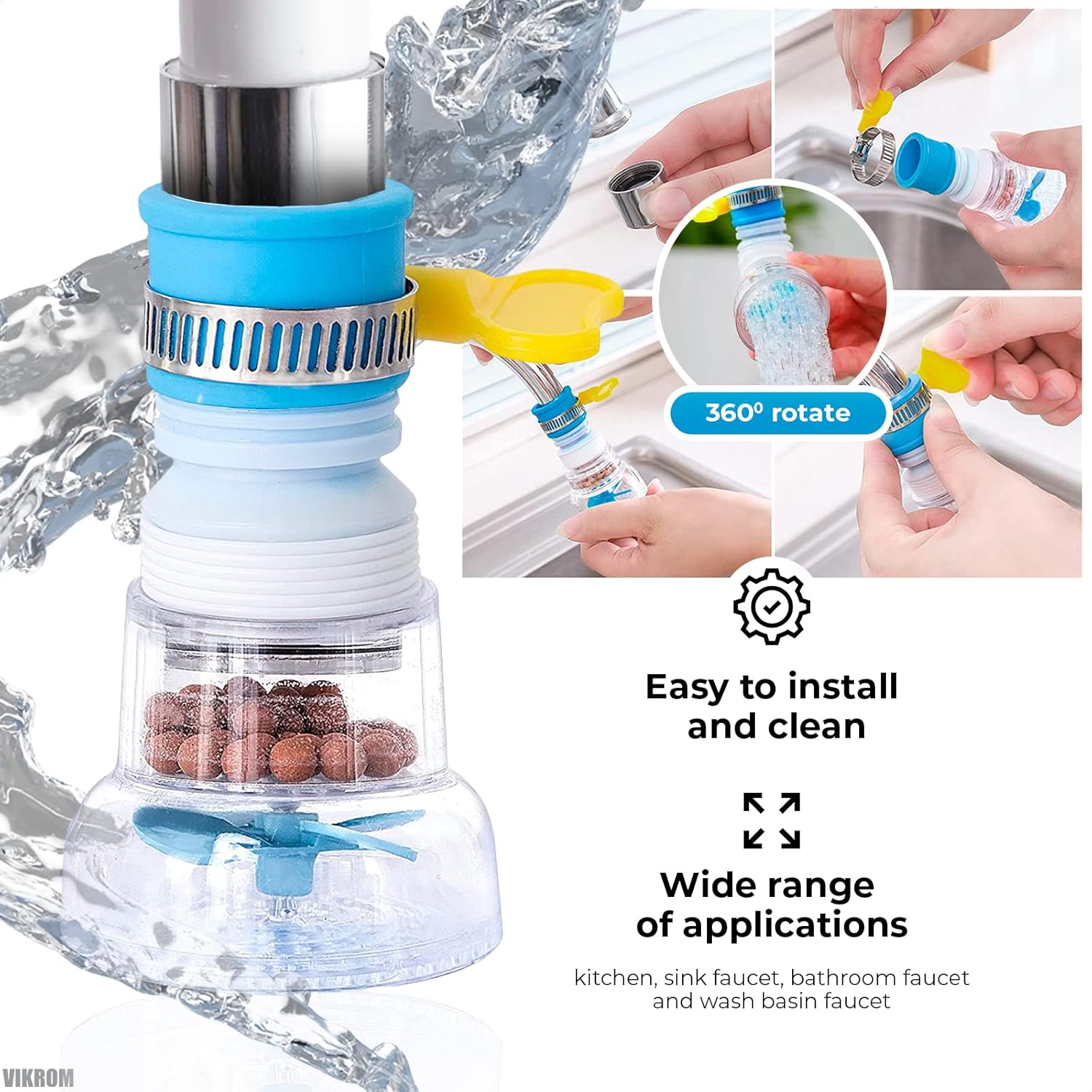 Plastic 360 Adjustable Rotating Water Saving Nozzle Shower Head Faucet Multiple Types of Output Water Valve Splash Regulator Filter Kitchen Tap