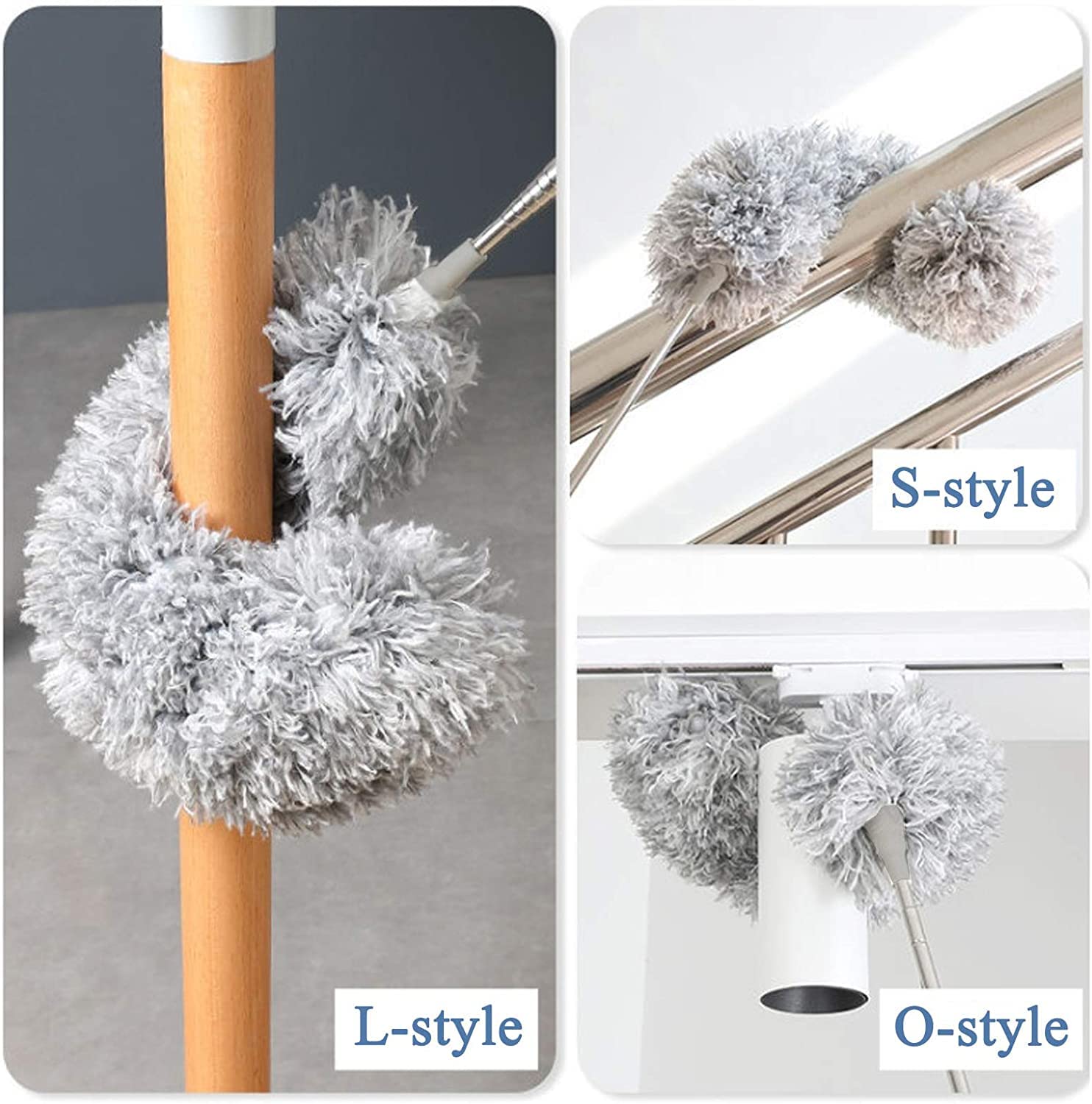 Extendable Ceiling Fan Duster with Long Handle | Microfiber Dust Cleaning Brush for Ceiling Fans, Walls & High Ceilings