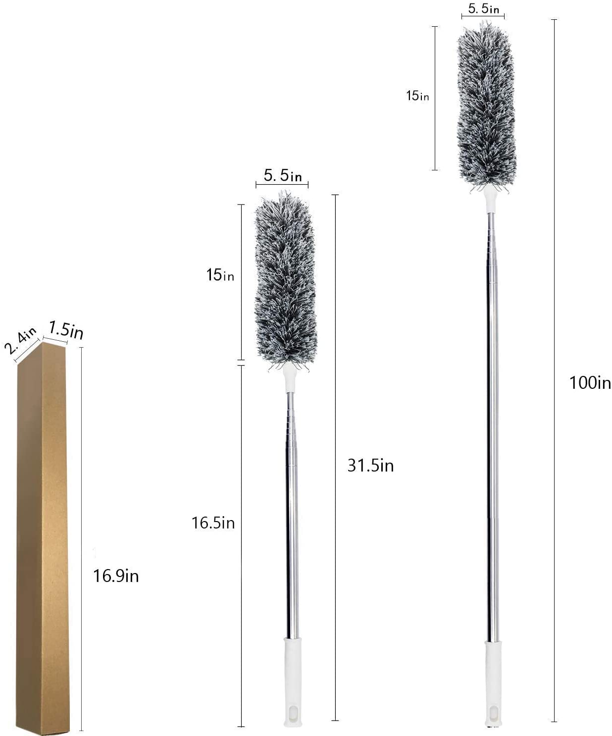 Extendable Ceiling Fan Duster with Long Handle | Microfiber Dust Cleaning Brush for Ceiling Fans, Walls & High Ceilings