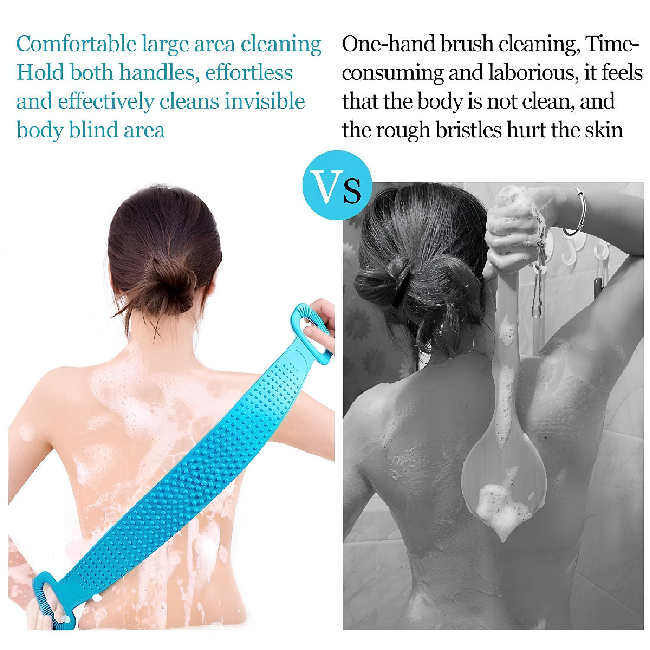 Silicone Back Scrubber Belt for Shower | Soft Exfoliating Body Scrub Brush with Dual Handles | Deep Cleaning Bath Massage Strap